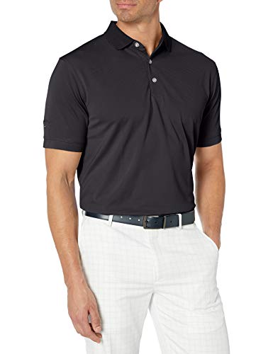 Callaway Men's Golf Short Sleeve Solid Ottoman Polo Shirt, Black, Small