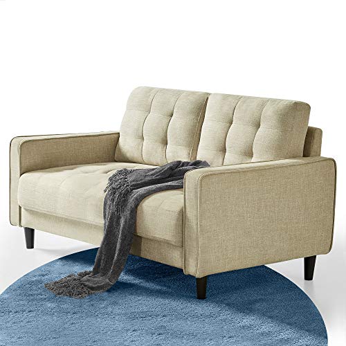 ZINUS Benton Loveseat Sofa / Grid Tufted Cushions / Easy, Tool-Free Assembly, Beige