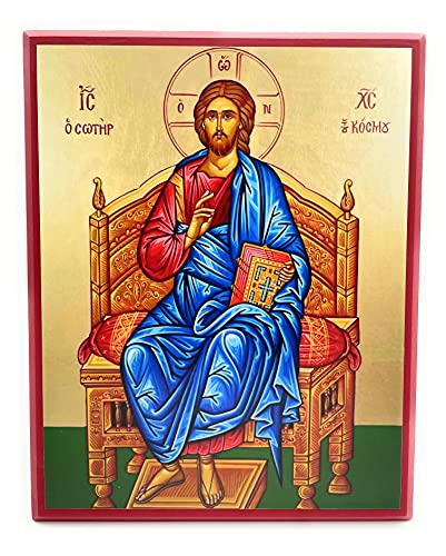 Wooden Greek Orthodox Christian Icon Jesus Christ the Savior of the World (12" x 15")