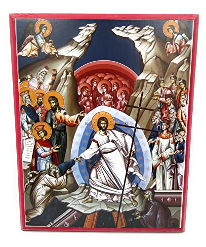 Wooden Greek Orthodox Christian Icon Resurrection of Jesus Christ (12" x 15")