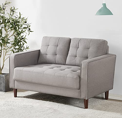 ZINUS Benton Loveseat Sofa / Grid Tufted Cushions / Easy, Tool-Free Assembly, Stone Grey