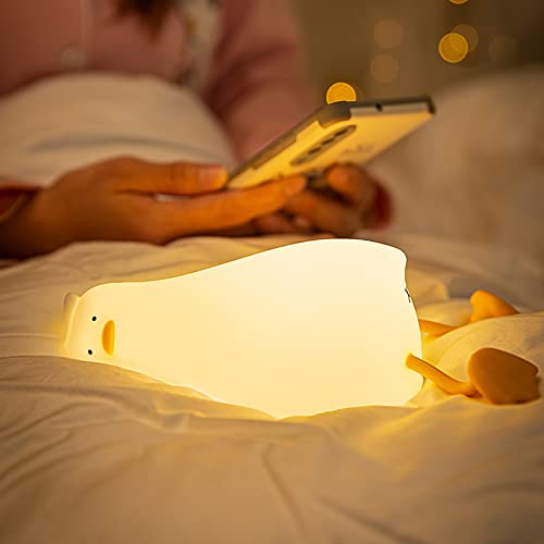 Lying Flat Duck Night Light,Rechargeable Silicone LED Touch Lamp for Nursery with 3 Level Dimmable,Birthday Xmas Gifts for Boys Girls