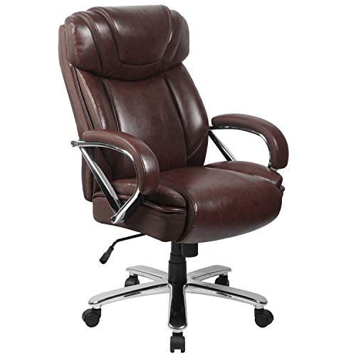 Flash Furniture HERCULES Series Big & Tall 500 lb. Rated Brown LeatherSoft Executive Swivel Ergonomic Office Chair with Extra Wide Seat