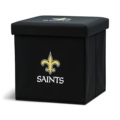 Franklin Sports NFL New Orleans Saints Storage Ottoman with Detachable Lid 14 x 14 x 14 - Inch