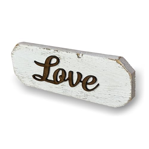 3D Sign, Made in USA, 100% Authentic Weathered Wood, Farmhouse Decor, Wall Art, Rustic Sign, Living Room Decor (White Washed Back, Love)