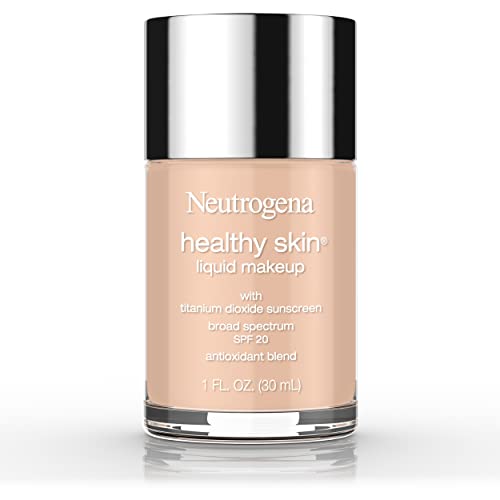 Neutrogena Healthy Skin Liquid Makeup Foundation, Broad Spectrum SPF 20 Sunscreen, Lightweight & Flawless Coverage Foundation with Antioxidant Vitamin E & Feverfew, 50 Soft Beige, 1 fl. oz