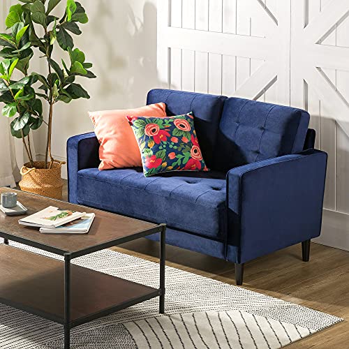 ZINUS Benton Velvet Loveseat Sofa / Easy, Tool-Free Assembly, Navy Velvet