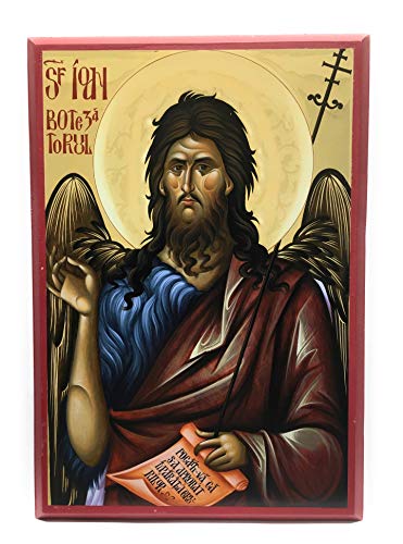 Wooden Byzantine Orthodox Christian Icon of Prophet John the Forerunner and Baptist of Christ/Saint John the Baptist (9" x 13")