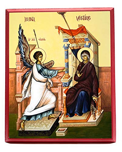 Wooden Byzantine Orthodox Christian Icon The Annunciation of our Most Holy Lady, the Theotokos and Ever-Virgin Mary/The Annunciation (9" x 11")