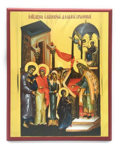 Wooden Byzantine Orthodox Christian Icon The Entry of the Most Holy Mother of God into the Temple/The Presentation of the Theotokos (9" x 13")