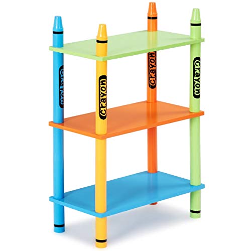 COSTWAY 3 Tiers Kids Bookshelf Crayon Themed Storage Colorful Shelves by SpiritOne