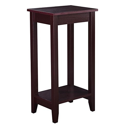 COSTWAY Tall End Table Coffee Stand Night Side Nightstand Accent Furniture Brown (1)