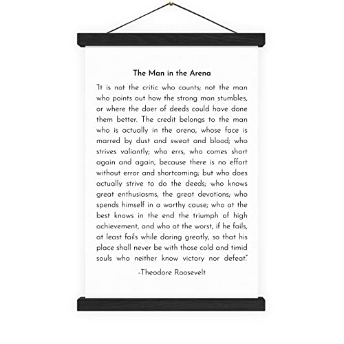 The Man in the Arena Canvas Print Framed Wall Art Sign, Motivational Quotes, Inspirational Wall Art, Office Wall Decor (Man in the Arena - Black Frame)