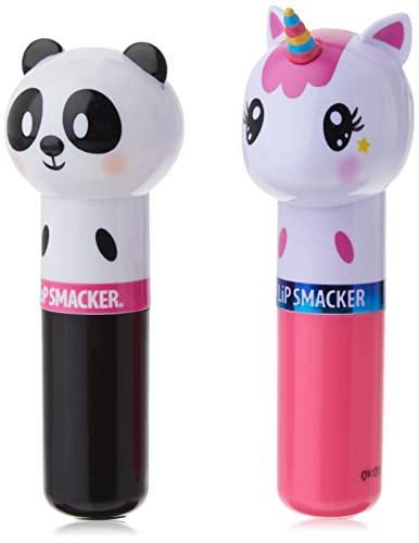 Lip Smacker Lippy Pal Flavored Lip Balm, Unicorn & Panda | Unicorn Magic & Cuddly Cream Puff | Matte Clear | Stocking Stuffer, Set of 2