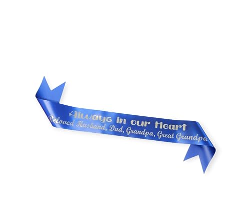 Personalized Memorial Funeral Sash Ribbon or Celebration of Life In Loving Memory for Casket or Wreath Flowers (Royal Blue)