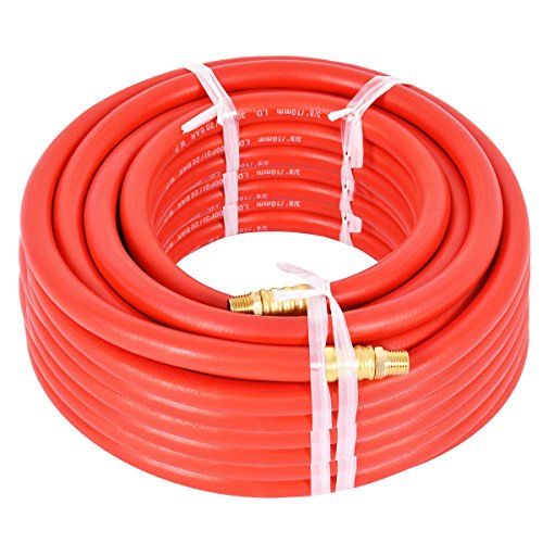 Costway 300 PSI Rubber Air Hose 3/8" With 1/4 Inch NPT Brass End For Air Compressor (50Ft)