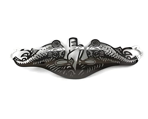 US Navy Dolphins Submarine Warfare Pin Oversized Home Decor (Submarine Dolphins Wall Art Sign, Mirror Polished Stainless)