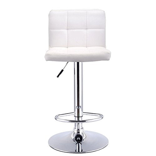 Costway 1 PC Bar Stool Swivel Adjustable PU Leather Barstools Bistro Pub Chair White