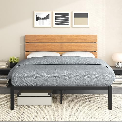 ZINUS Paul Metal and Bamboo Platform Bed Frame, Wood Slat Support, No Box Spring Needed, Easy Assembly, Queen