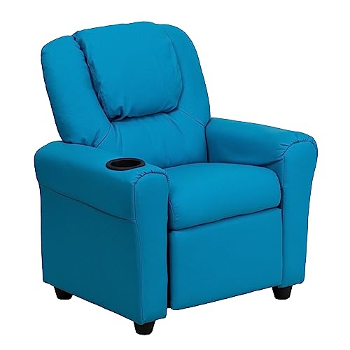 Flash Furniture Vana Contemporary Turquoise Vinyl Kids Recliner with Cup Holder and Headrest