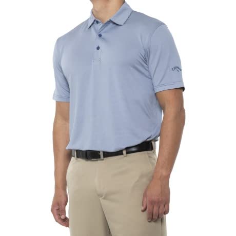 Callaway Men's Fine Line Stripe Short Sleeve Golf Polo Shirt, Blue Horizon, Large
