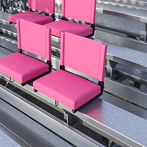 Flash Furniture Grandstand Comfort Seats by Flash - Pink Stadium Chair - 2 Pack 500 lb. Rated Folding Chair - Carry Handle - Ultra-Padded Seat