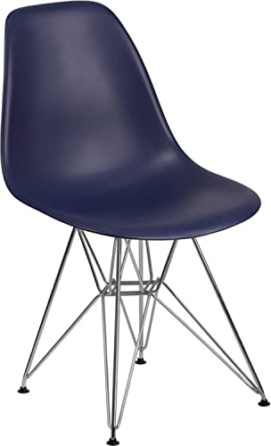 Flash Furniture Elon Series Navy Plastic Chair with Chrome Base