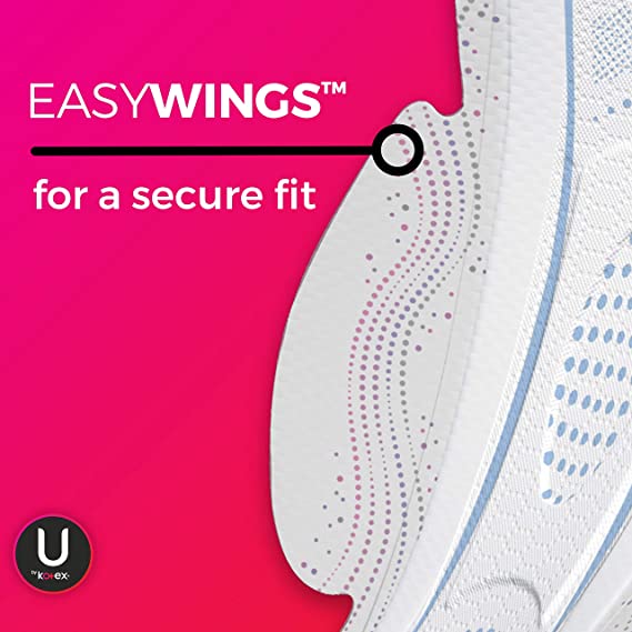 U by Kotex CleanWear Ultra Thin Pads with Wings, Regular Absorbency - 46 Count (Pack of 3)