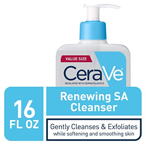 CeraVe Salicylic Acid Cleanser  Renewing Exfoliating Face Wash With Vitamin D for Normal Skin  Fragrance Free - 16 Ounce