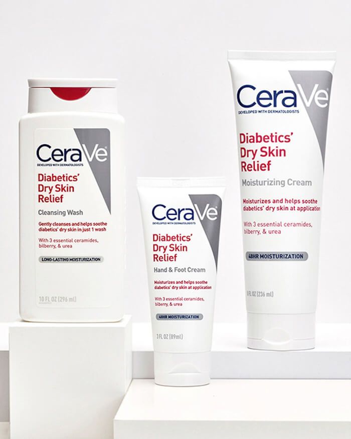 CeraVe Diabetics' Dry Skin Relief Cleansing Wash, 10 Oz - with 3 essential ceramides, bilberry, & Urea