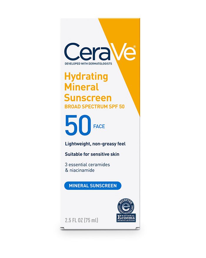 CeraVe Hydrating Mineral Sunscreen Face Lotion, 2.5 Oz - with Broad Spectrum SPF 50
