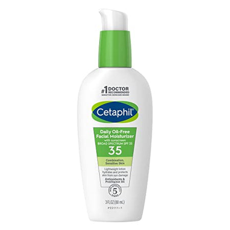 Cetaphil Face Moisturizer, Daily Oil Free Facial Moisturizer , For Dry or Oily Combination Sensitive Skin, Fragrance Free Face Lotion SPF 35 - 3fl oz