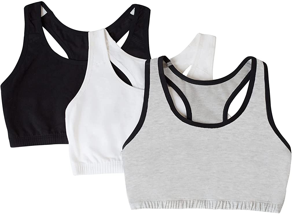 Fruit of the Loom Women's Built Up Tank Style Sports Bra With Black, 3 pack