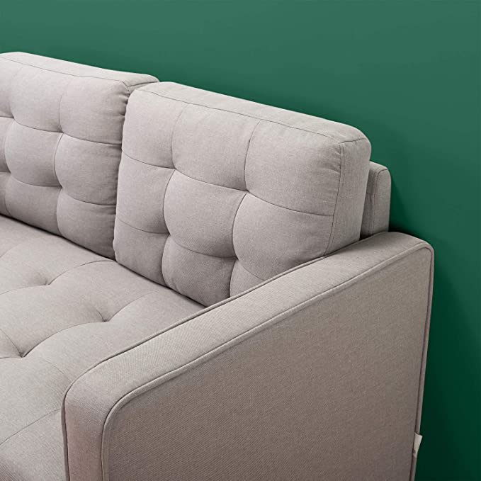 ZINUS Benton Loveseat Sofa / Grid Tufted Cushions / Easy, Tool-Free Assembly, Stone Grey