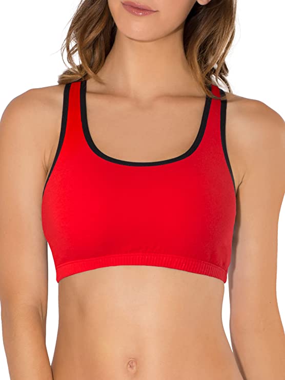Fruit of the Loom Women's Built Up Tank Style Sports Bra With Black, 3 pack