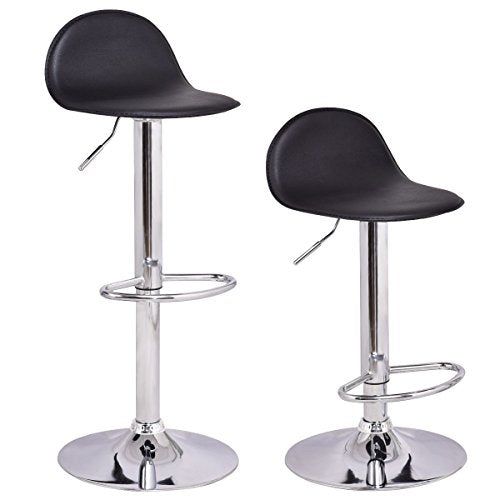 COSTWAY Set of 2 Modern Swivel Chrome Barstools Adjustable Hydraulic Lift Chair Bar Stool Home Diner PU Leather Seat Multi-Color