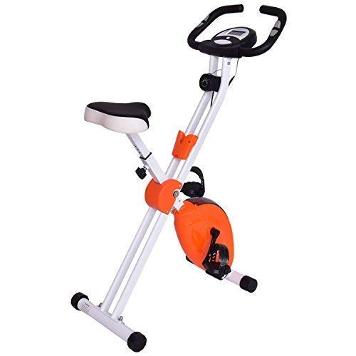 COSTWAY Upright Exercise Bike Stationary Bicycle 8 Resistance Levels and 7 Speed Levels Adjustable with Heart Rate Sensor and Phone Holder