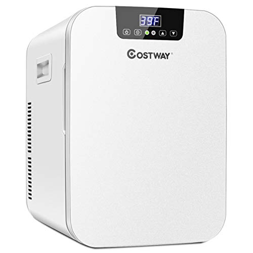 COSTWAY 20L Compact Mini Refrigerator, 16_-149_ Portable Cooler Warmer Fridge with Digital Temperature Control for Cosmetics, Makeup, Single Door Skincare Fridge for Car, Home, Office, Dorm(White)