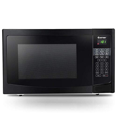 COSTWAY Microwave Oven Countertop with Smart Sensor, Easy Clean Interior,LED Lighting with Auto and Time Defrost, Quick cook setting 1000W,1.1 cu.ft