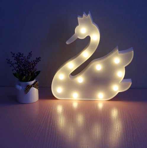 Star Marquee Sign Lights, LED Marquee Letter Lights Sign Marquee Night Light for Kids Room Lamp Battery Operated (White Swan)