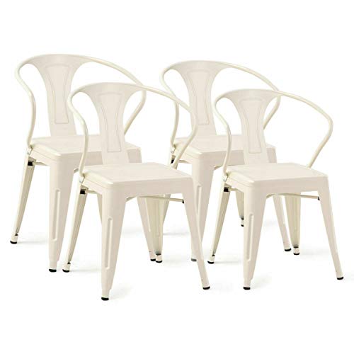 COSTWAY Tolix Style Dining Chairs Industrial Vintage Chic Metal Stackable High Back Indoor Outdoor Dining Bistro CafŽ Kitchen Arm Side Chairs Set of 2