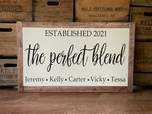 Blended Family, Christmas or Wedding Gift, The Perfect Blend, Custom Canvas, Established Date, Bridal Shower Gift