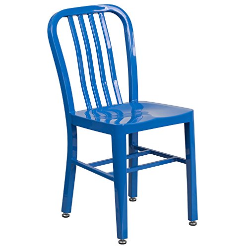 Flash Furniture Commercial Grade Blue Metal Indoor-Outdoor Chair