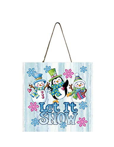Let it Snow Snowmen Christmas Ornament Wood Mini Sign 5" x 5"