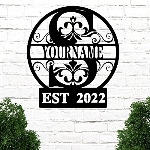 Custom Name Sign | Personalized Metal Sign | Metal Wall Art | Outdoor Wall Decor | Family Wall Sign | Last Name and Established Date Metal Art Decor (Design 9)