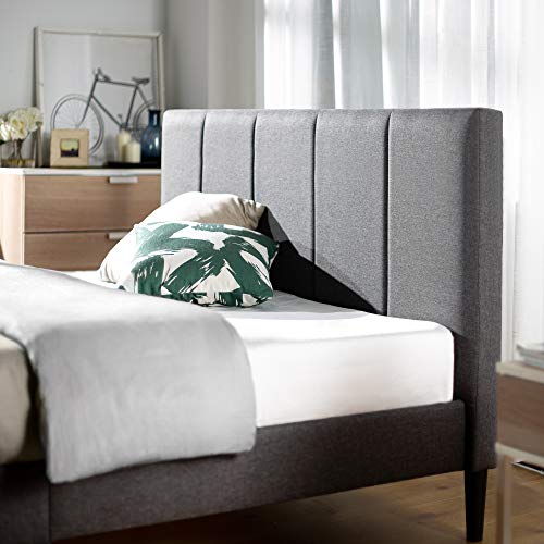 ZINUS Maddon Upholstered Platform Bed Frame / Mattress Foundation / Wood Slat Support / No Box Spring Needed / Easy Assembly, Grey, Full