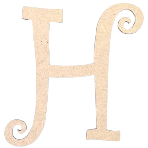 2" Tall MDF Letter H | 1/8" Thick | Krafty Supply Letters | Curlz | Wooden Letter