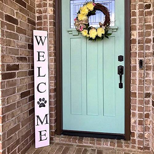 Dog Paw Welcome Sign, Front porch welcome sign, vertical welcome sign