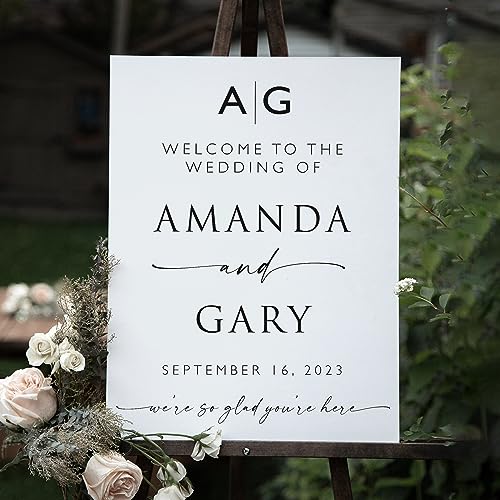 Wedding Welcome Sign: Custom Acrylic Wedding Sign Display Date & Couple Name, Personalized Welcome Wedding Sign, Modern Wedding & Reception Decorations