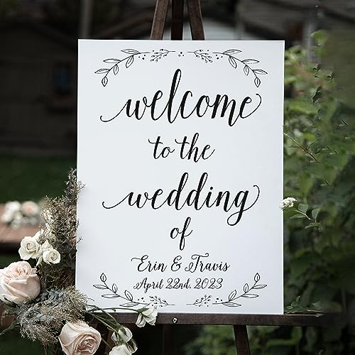 Wedding Welcome Sign: Custom Wedding Decor Display Date & Couple Name, Personalized Welcome Wedding Sign, Weathered Oak Stain Wood Sign, Wedding & Reception Decorations